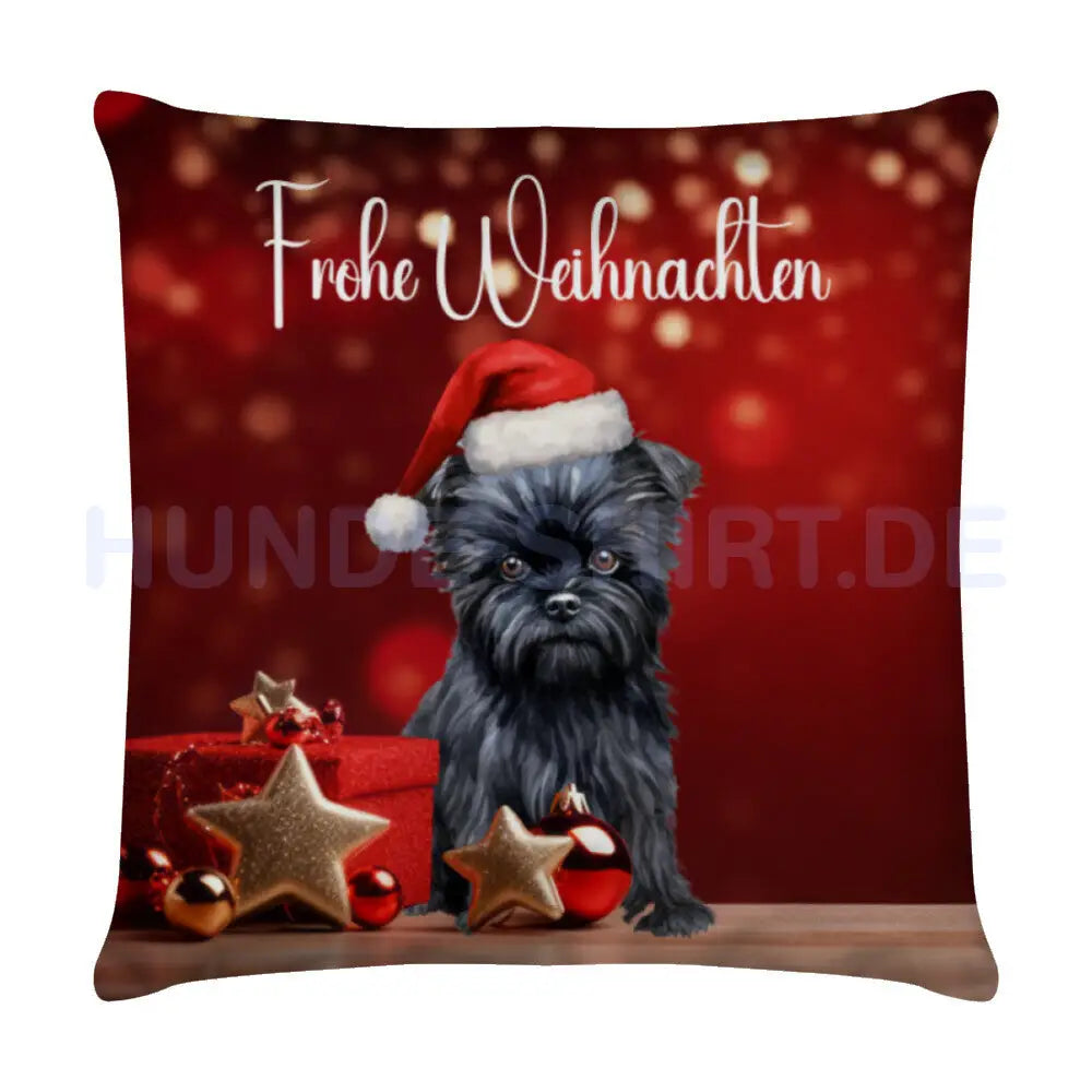 Kissen "Affenpinscher - Frohe Weihnachten" Weiß – hunde-shirt.de