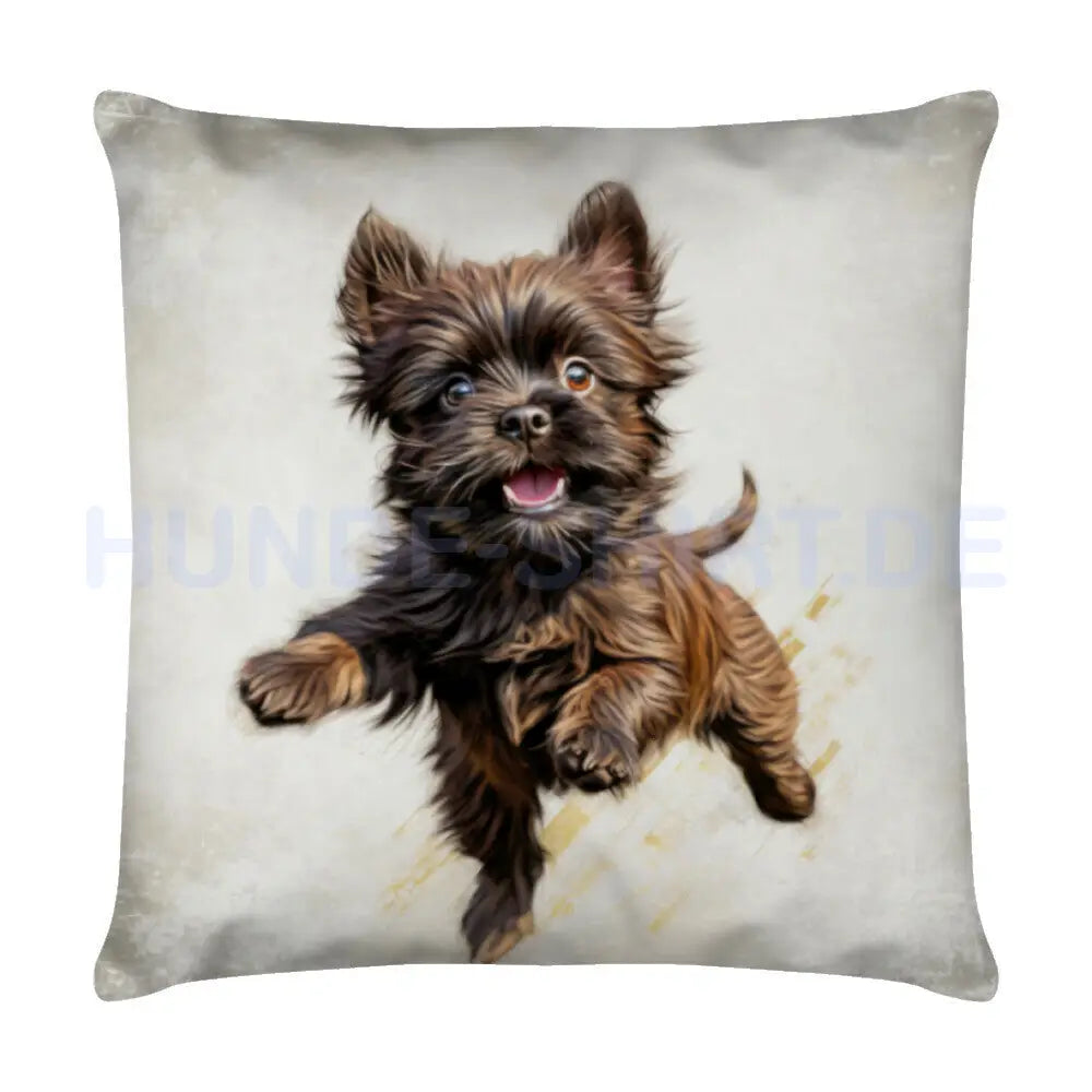 Kissen "Affenpinscher - Jump" Weiß – hunde-shirt.de