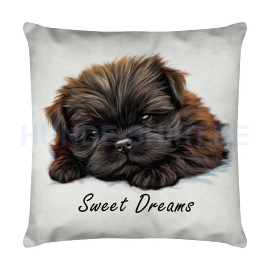 Kissen "Affenpinscher Puppy - Sweet Dreams" Weiß – hunde-shirt.de