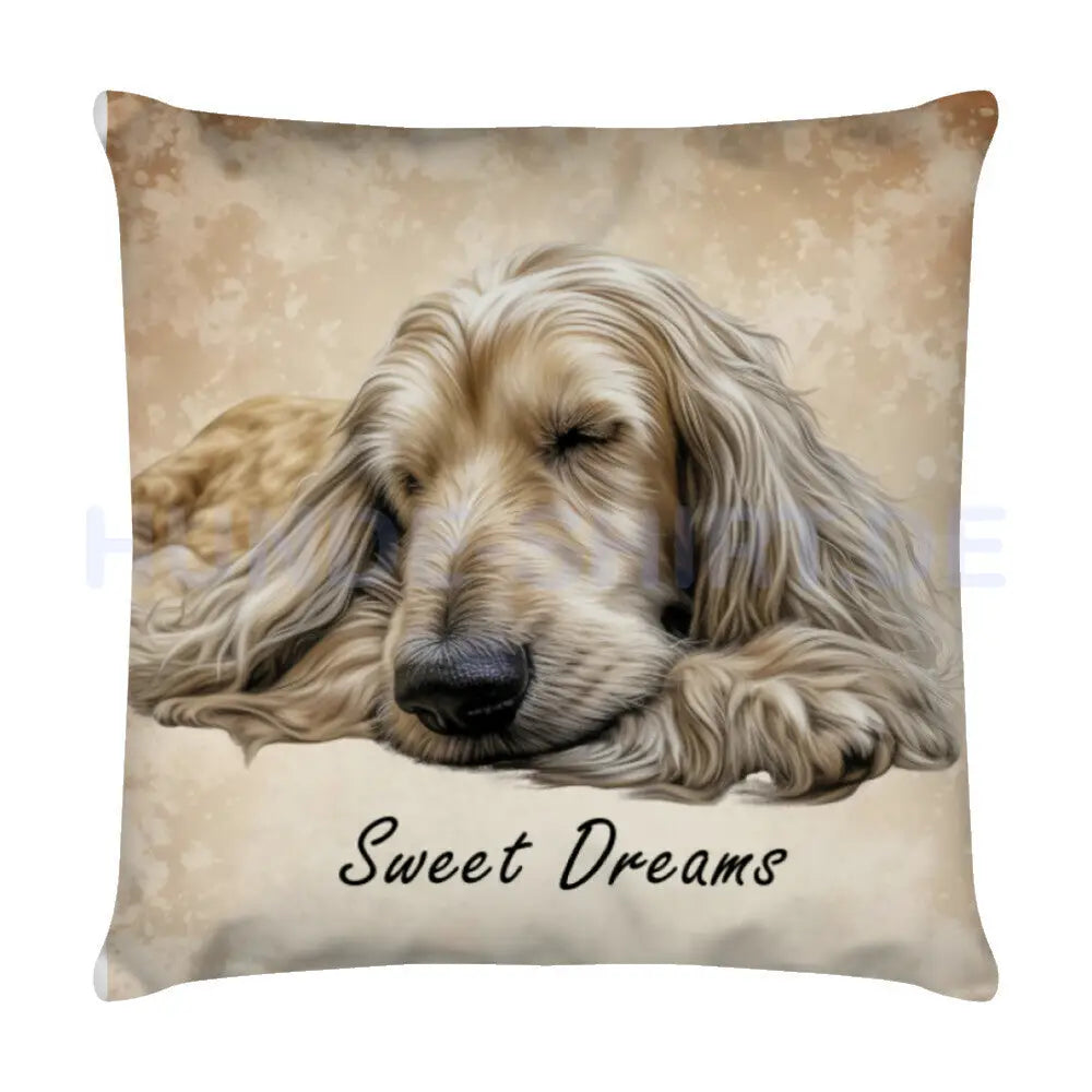 Kissen "Afghanischer Windhund - Sweet Dreams" Weiß – hunde-shirt.de