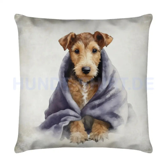 Kissen "Airedale Terrier - Kuscheln" Weiß – hunde-shirt.de