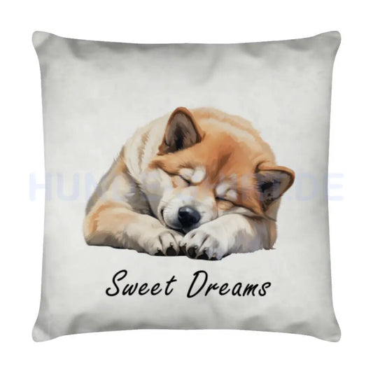 Kissen "Akita Inu - Sweet Dreams" Weiß – hunde-shirt.de