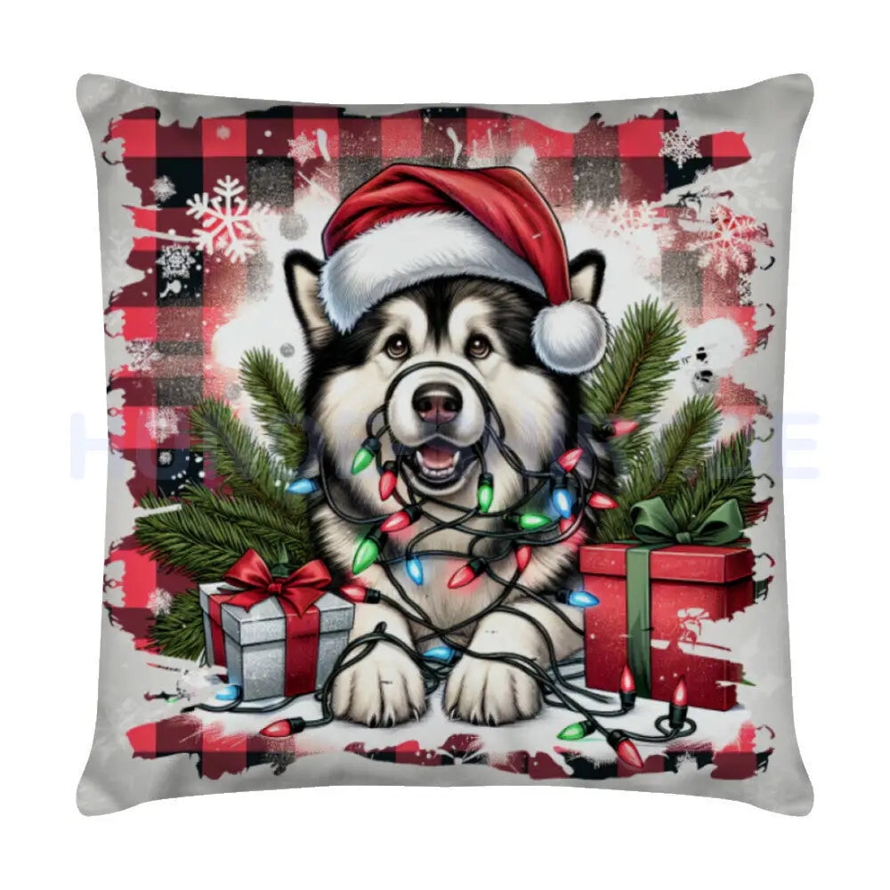 Kissen "Alaskan Malamute - Funny Christmas" Weiß – hunde-shirt.de