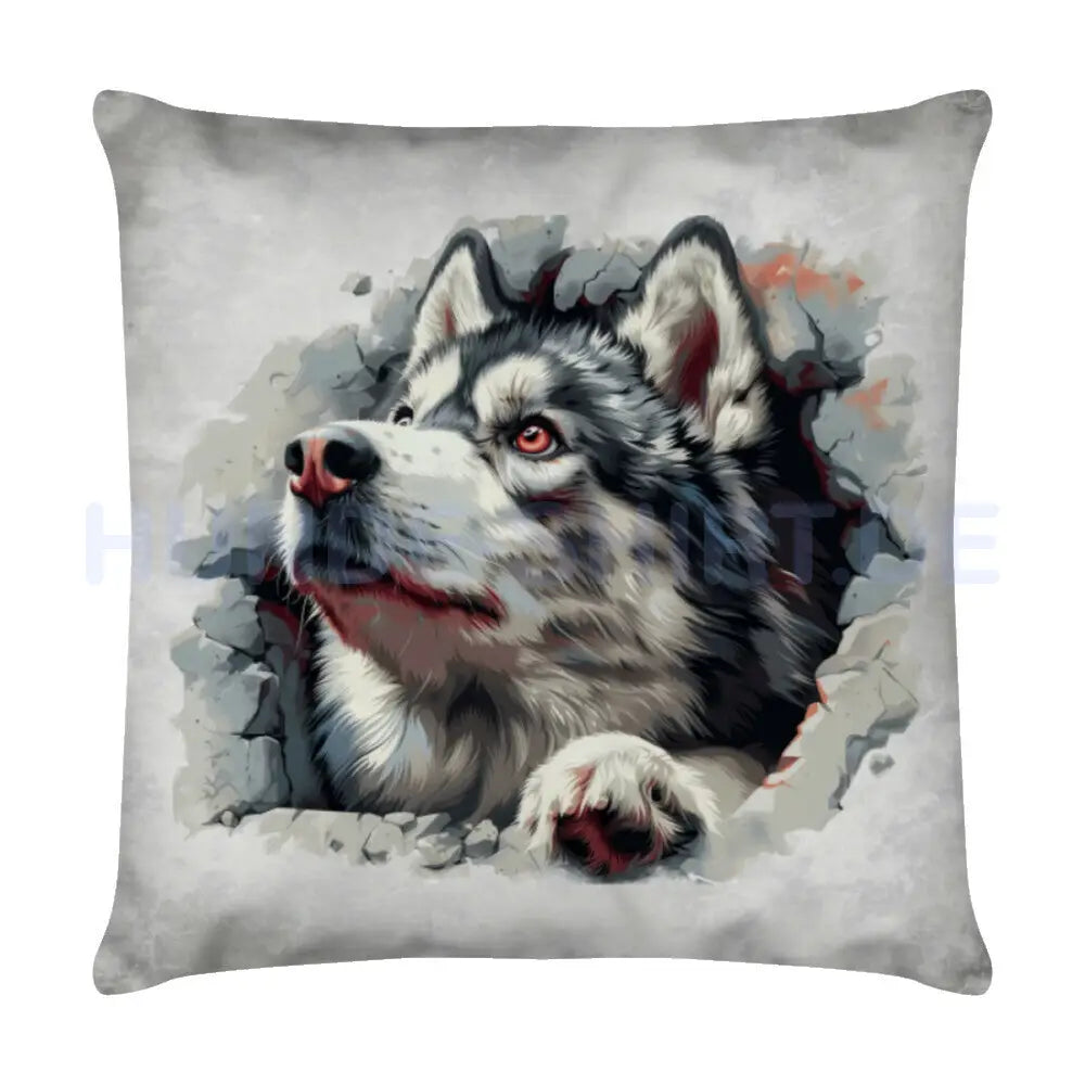 Kissen "Alaskan Malamute - Look" Weiß – hunde-shirt.de