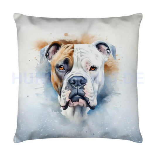 Kissen "American Bulldog Portrait" Weiß – hunde-shirt.de