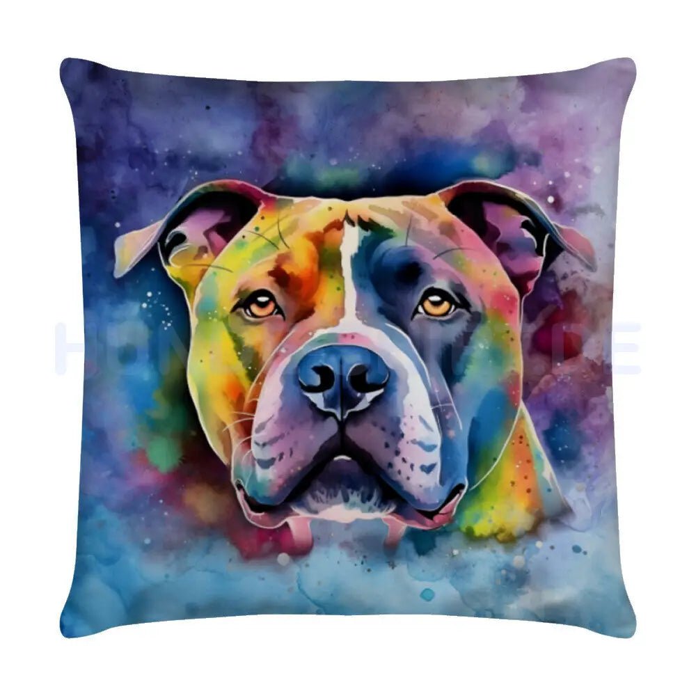 Kissen "American Bully XL / XXL - Aquarell" Weiß – hunde-shirt.de