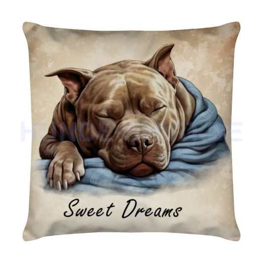 Kissen "American Bully XL / XXL - Sweet Dreams" Weiß – hunde-shirt.de