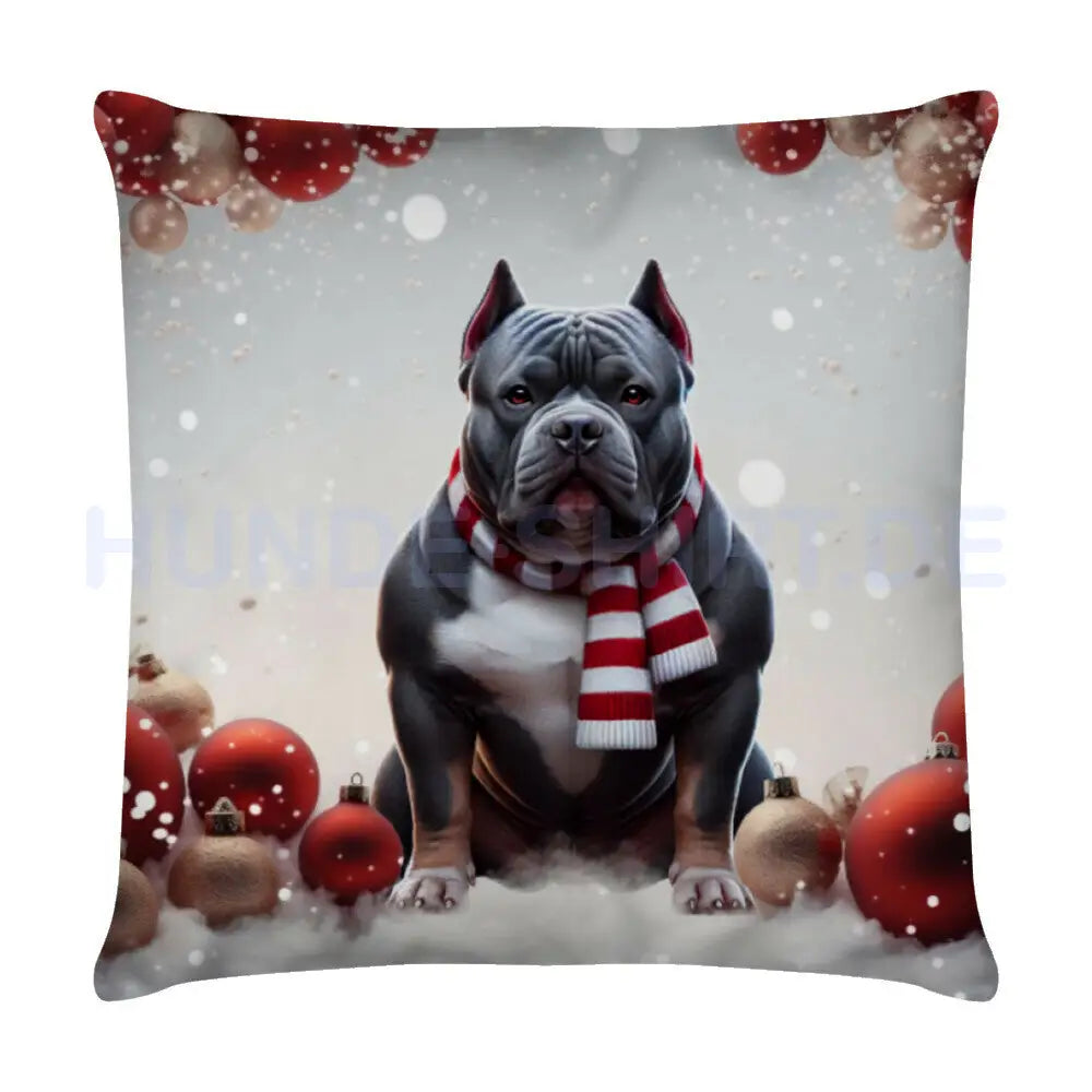 Kissen "American Bully XL / XXL Weihnachten" Weiß – hunde-shirt.de