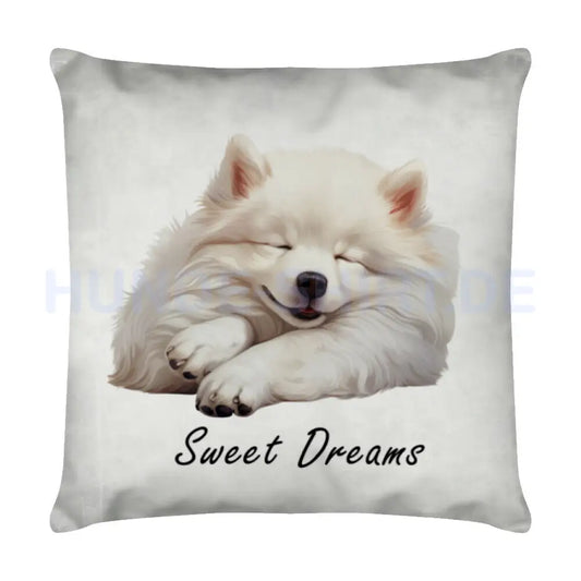 Kissen "American Eskimo - Sweet Dreams" Weiß – hunde-shirt.de