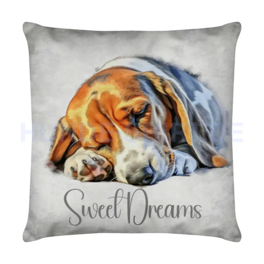 Kissen "American Foxhound - Sweet Dreams" Weiß – hunde-shirt.de