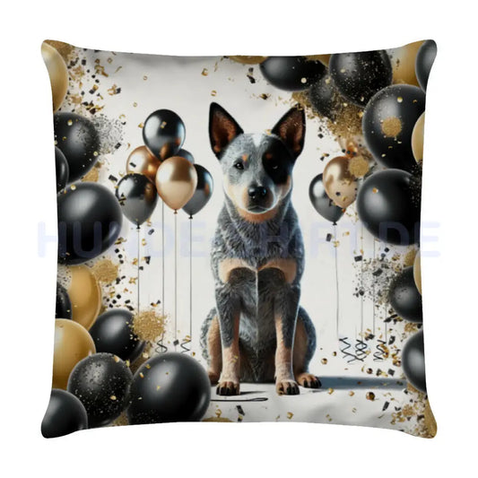 Kissen "Australian Cattle Dog - Geburtstag" Weiß – hunde-shirt.de