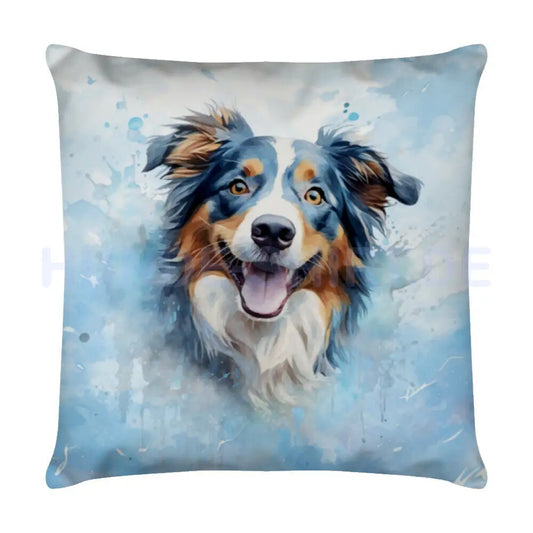 Kissen "Australian Shepherd - Blau" Weiß – hunde-shirt.de