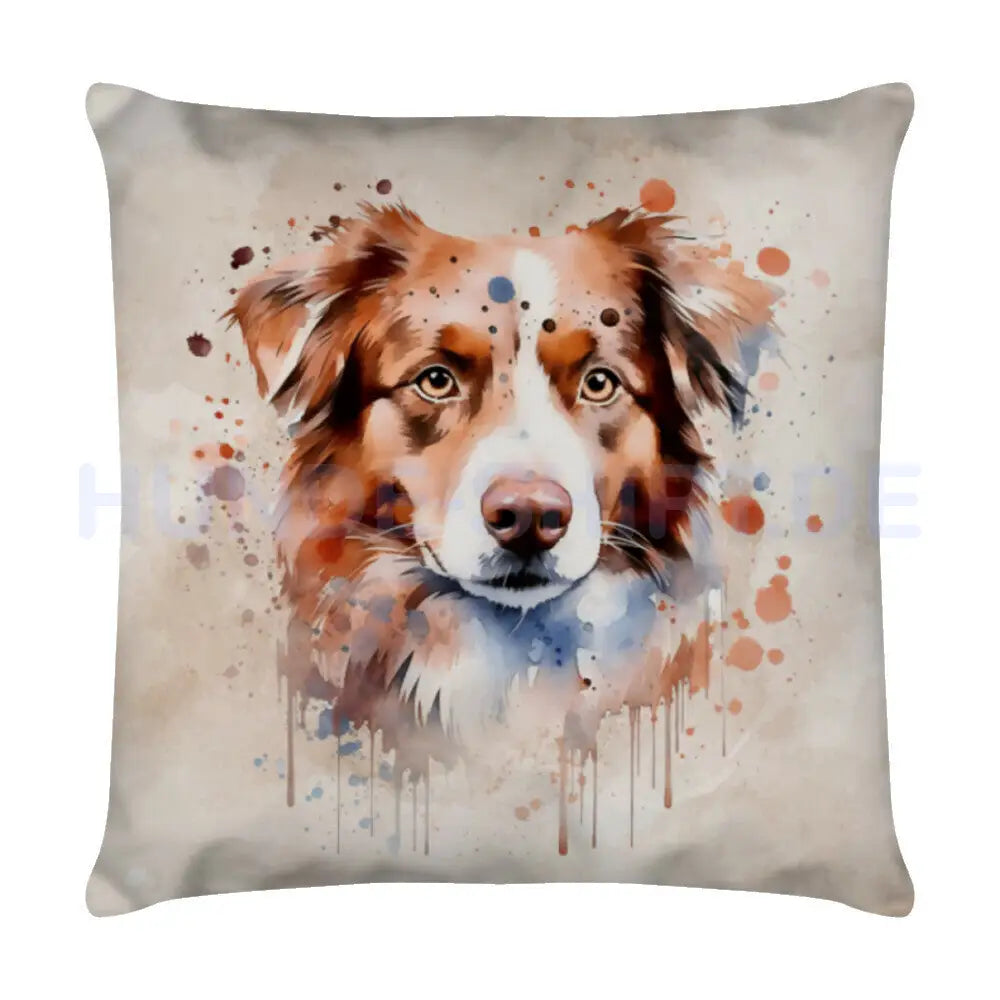 Kissen "Australian Shepherd - Braun" Weiß – hunde-shirt.de