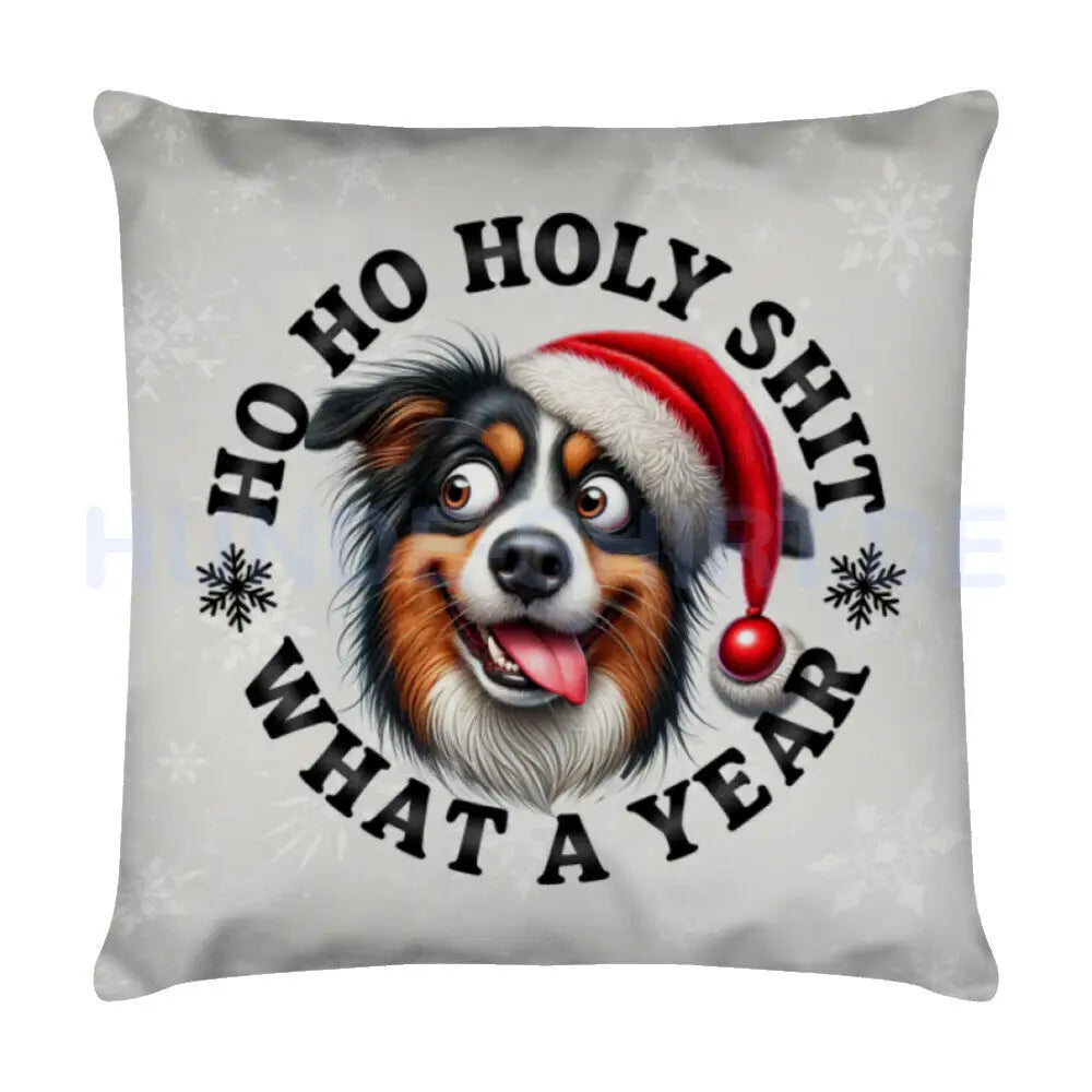 Kissen "Australian Shepherd - HO HO..." Weiß – hunde-shirt.de