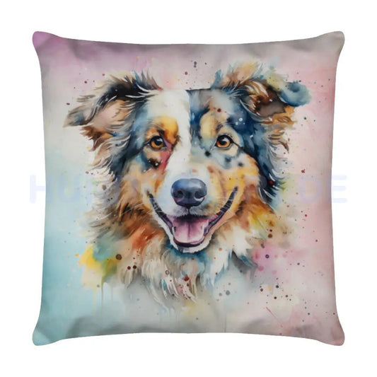 Kissen "Australian Shepherd - Pastell" Weiß – hunde-shirt.de