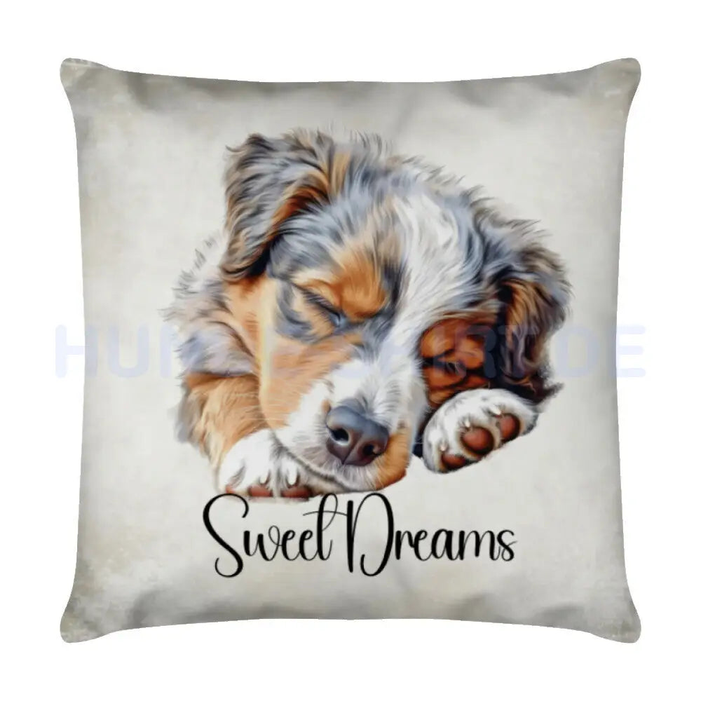 Kissen "Australian Shepherd - Sweet Dreams 2" Weiß – hunde-shirt.de