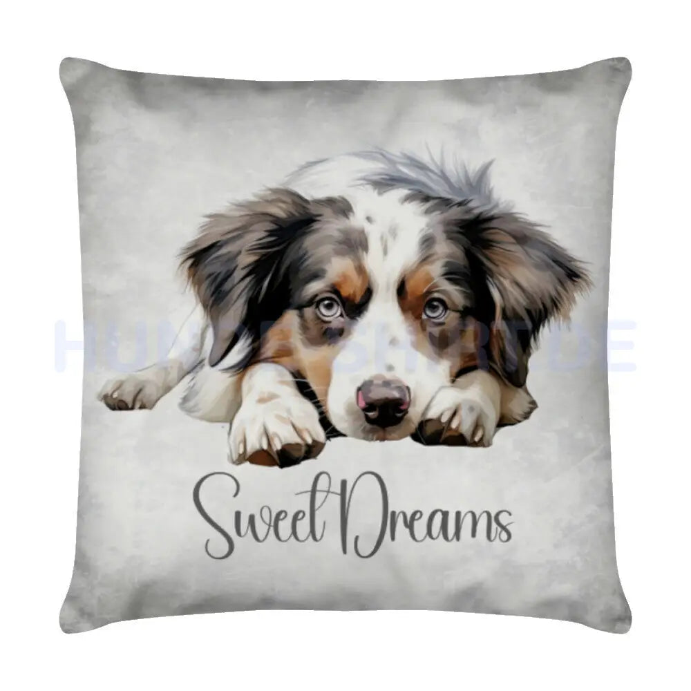 Kissen "Australian Shepherd - Sweet Dreams" Weiß – hunde-shirt.de