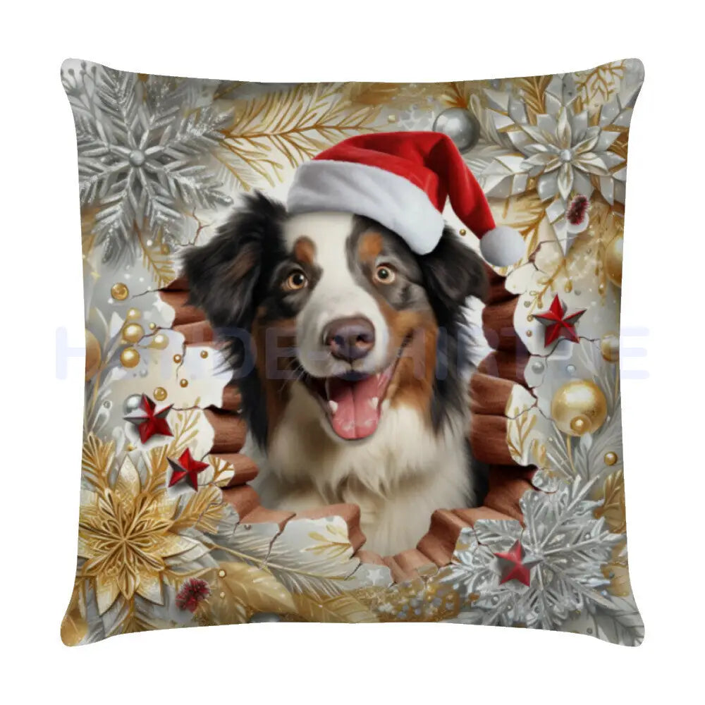 Kissen "Australian Shepherd - Weihnachten" Weiß – hunde-shirt.de