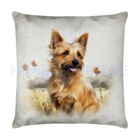 Kissen "Australian Terrier - Natur" Weiß – hunde-shirt.de