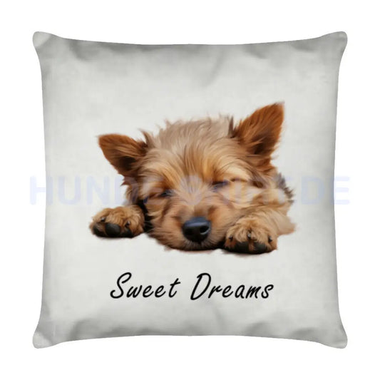 Kissen "Australian Terrier - Sweet Dreams" Weiß – hunde-shirt.de