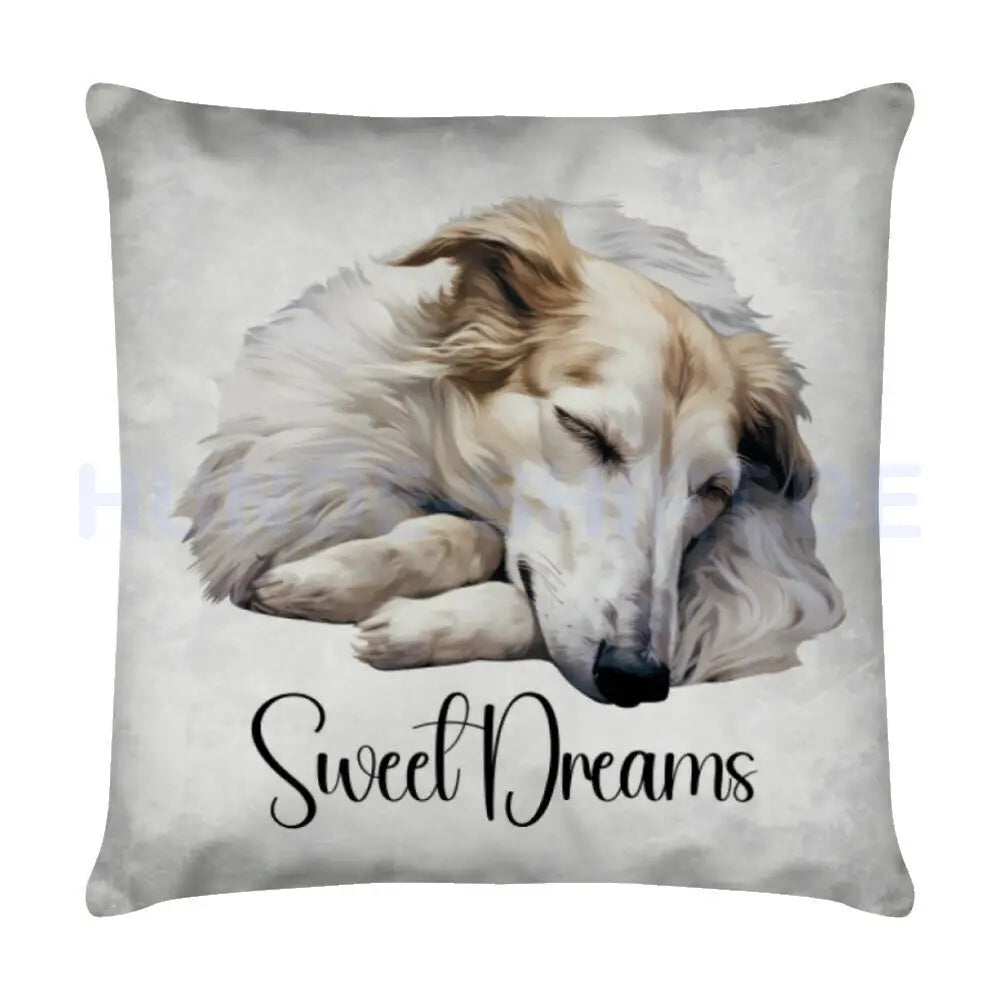 Kissen "Barsoi - Sweet Dreams 2" Weiß – hunde-shirt.de