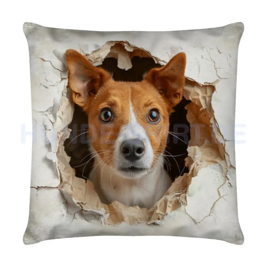 Kissen "Basenji - Look" Weiß – hunde-shirt.de