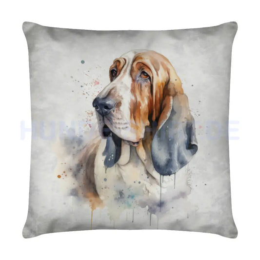 Kissen "Basset - Grau" Weiß – hunde-shirt.de