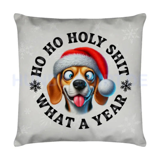 Kissen "Beagle - HO HO..." Weiß – hunde-shirt.de