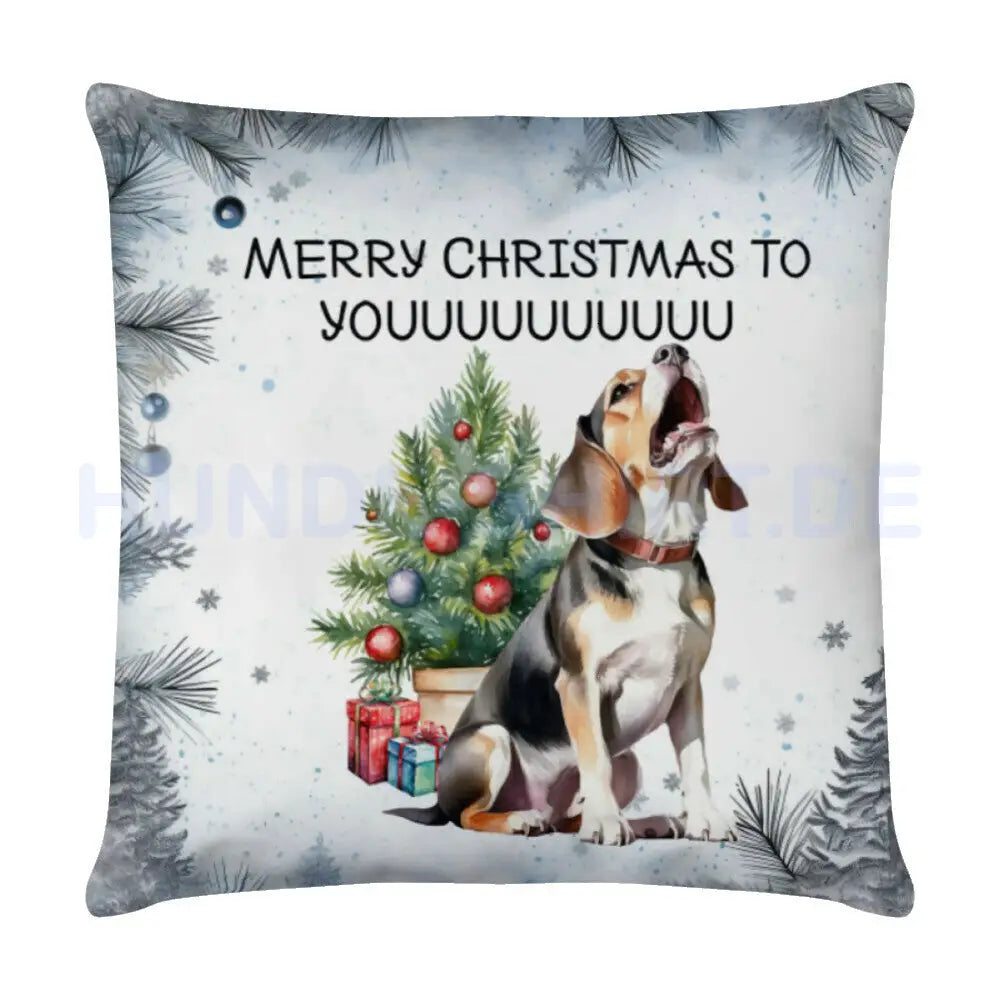 Kissen "Beagle - Merry Christmas to you..." Weiß – hunde-shirt.de