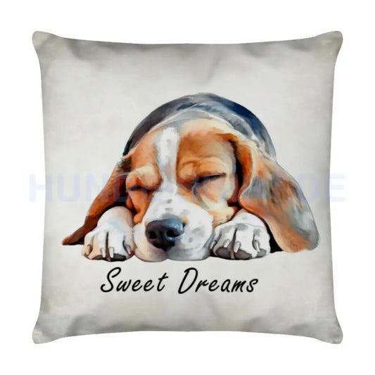 Kissen "Beagle Puppy - Sweet Dreams" Weiß – hunde-shirt.de