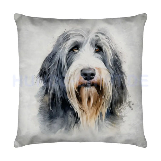 Kissen "Bearded Collie - Blick" Weiß – hunde-shirt.de