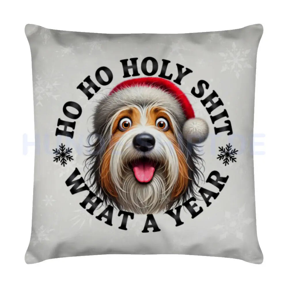 Kissen "Bearded Collie - HO HO..." Weiß – hunde-shirt.de