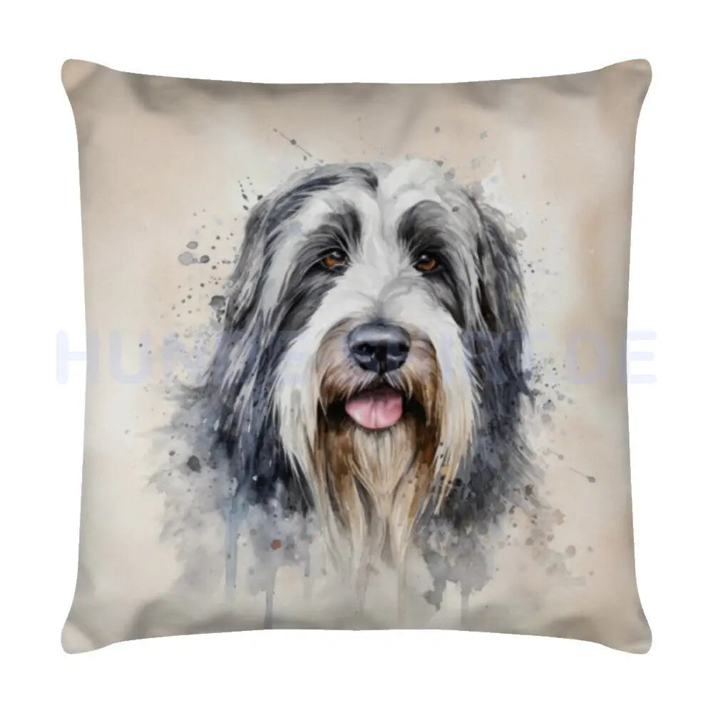 Kissen "Bearded Collie Portrait" Weiß – hunde-shirt.de