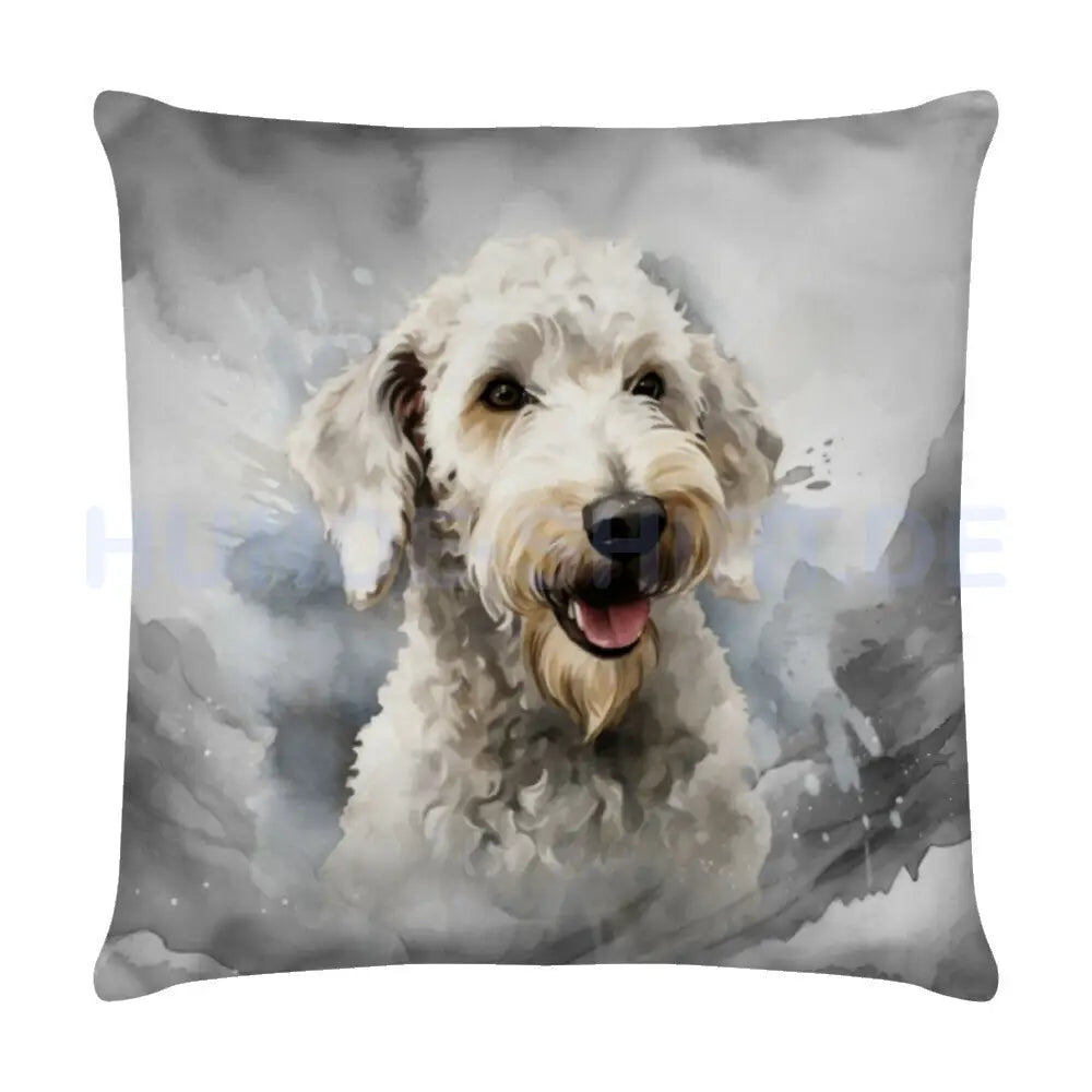 Kissen "Bedlington Terrier Portrait" Weiß – hunde-shirt.de