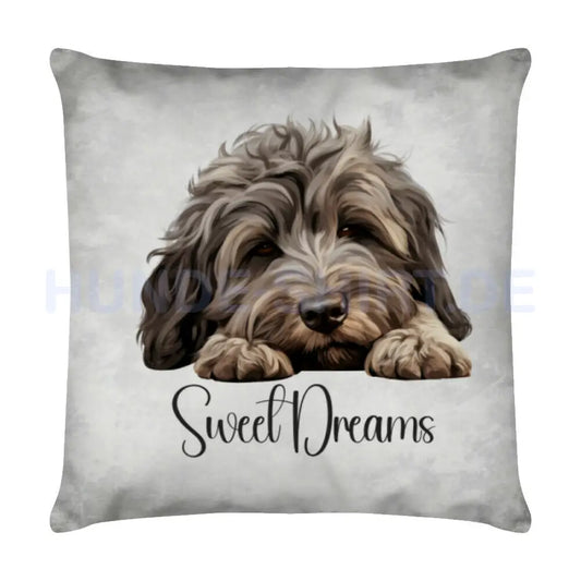 Kissen "Bergamasco - Sweet Dreams 2" Weiß – hunde-shirt.de