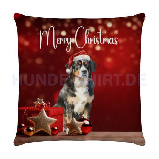 Kissen "Berner Sennenhund - Merry Christmas" Weiß – hunde-shirt.de