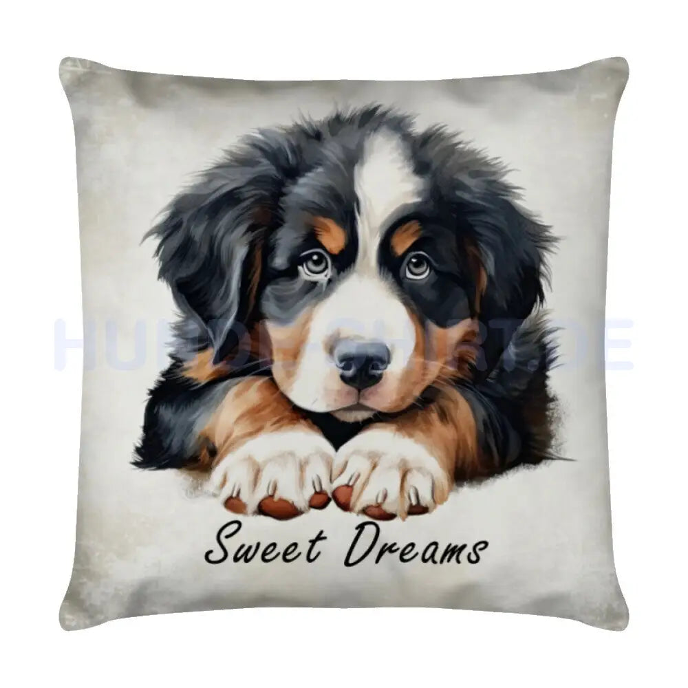 Kissen "Berner Sennenhund Puppy - Sweet Dreams" Weiß – hunde-shirt.de