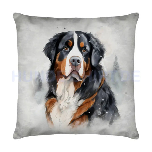 Kissen "Berner Sennenhund - Winter" Weiß – hunde-shirt.de