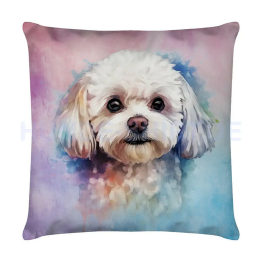 Kissen "Bichon Frisé Aquarell" Weiß – hunde-shirt.de