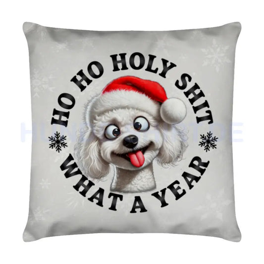 Kissen "Bichon Frisé - HO HO..." Weiß – hunde-shirt.de