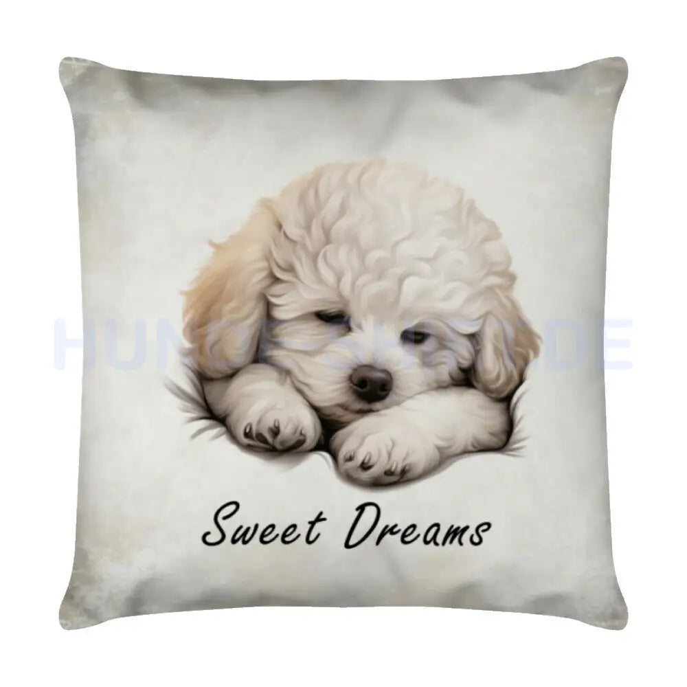 Kissen "Bichon Frisé - Sweet Dreams" Weiß – hunde-shirt.de