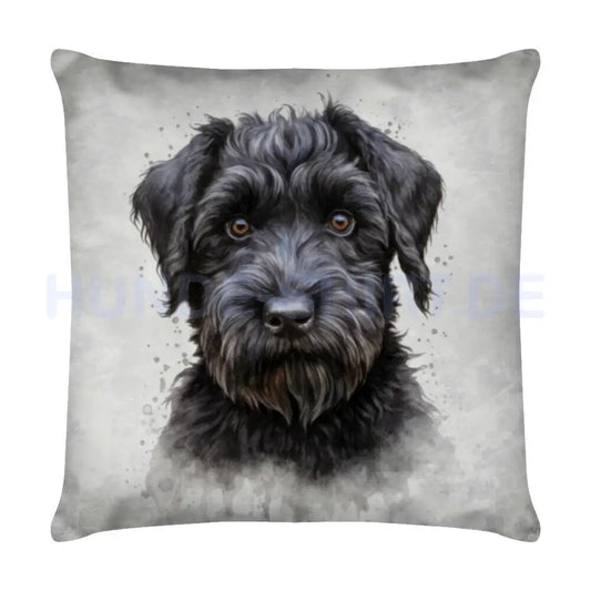 Kissen "Black Russian Terrier - Blick" Weiß – hunde-shirt.de