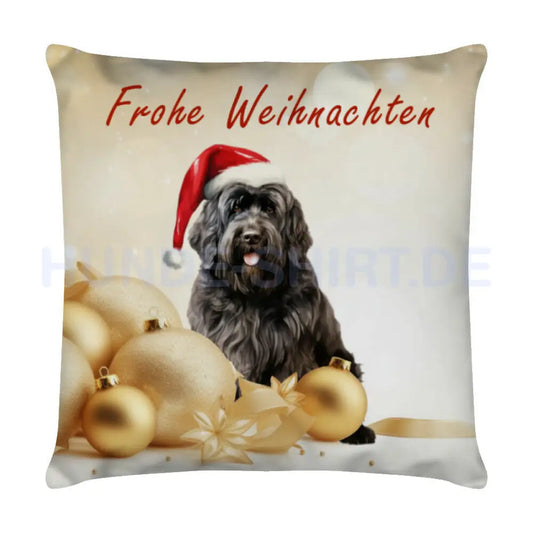 Kissen "Black Russian Terrier - Frohe Weihnachten" Weiß – hunde-shirt.de