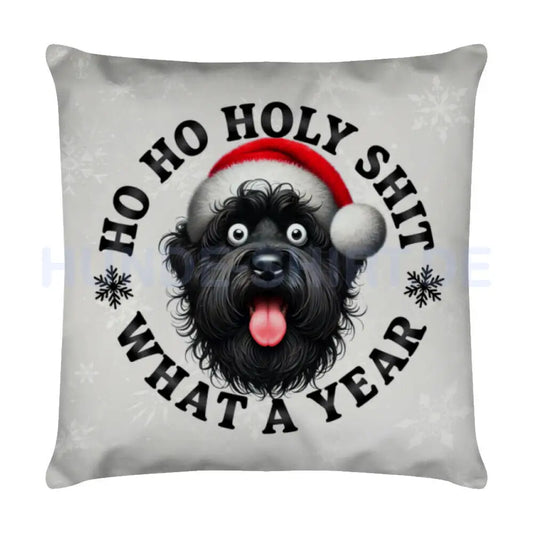 Kissen "Black Russian Terrier - HO HO..." Weiß – hunde-shirt.de