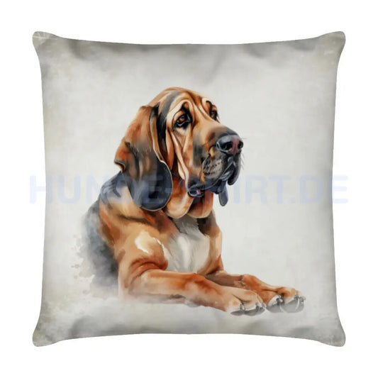 Kissen "Bloodhound Relax" Weiß – hunde-shirt.de