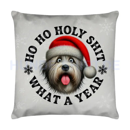 Kissen "Bobtail - HO HO..." Weiß – hunde-shirt.de