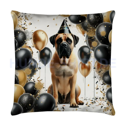 Kissen "Boerboel - Geburtstag" Weiß – hunde-shirt.de