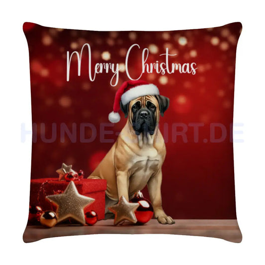 Kissen "Boerboel - Merry Christmas" Weiß – hunde-shirt.de