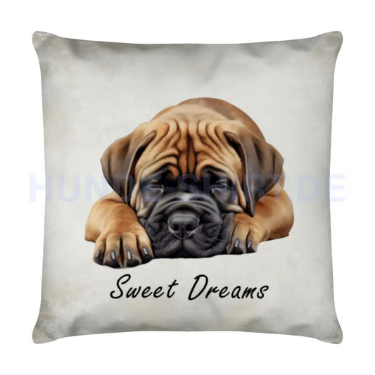 Kissen "Boerboel - Sweet Dreams" Weiß – hunde-shirt.de