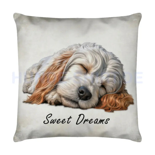 Kissen "Bologneser - Sweet Dreams" Weiß – hunde-shirt.de